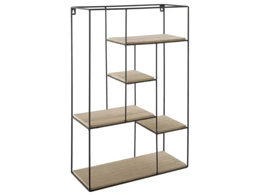 Étagère Murale 5 Niveaux Noir Et Marron Clair LAUREL -Meilleur Meubles Magasin etagere 16142001