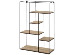 Étagère Murale 5 Niveaux Noir Et Marron Clair LAUREL -Meilleur Meubles Magasin etagere 16142009