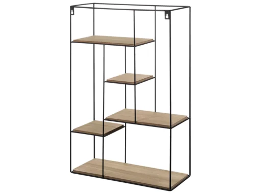 Étagère Murale 5 Niveaux Noir Et Marron Clair LAUREL -Meilleur Meubles Magasin etagere 16142013