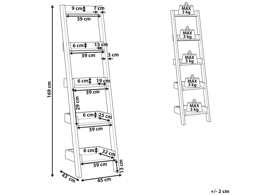 Étagère En échelle 5 Niveaux En Bois Foncé DUO 5 Étagère En échelle 5 Niveaux En Bois Foncé DUO – Image 3