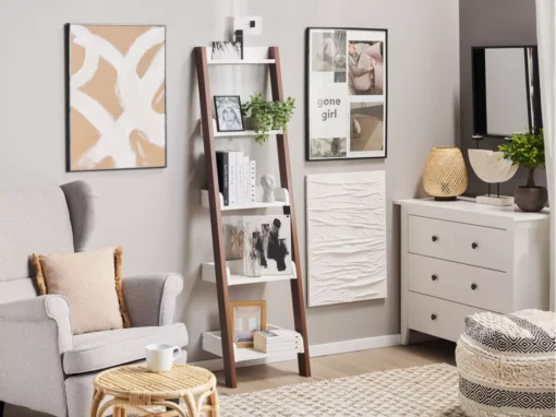 Étagère En échelle 5 Niveaux Bois Foncé Et Blanc MOBILE DUO -Meilleur Meubles Magasin etagere 16371669