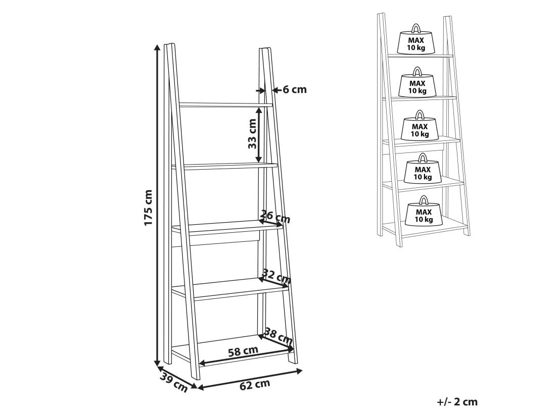 Étagère à 5 étages En Bois Foncé WILTON 5 Étagère à 5 étages En Bois Foncé WILTON – Image 3
