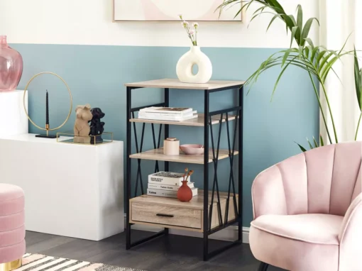 Étagère à 3 Niveaux Imitation Bois Clair Avec Tiroir KEENE -Meilleur Meubles Magasin etagere 16630981