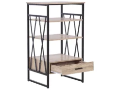 Étagère à 3 Niveaux Imitation Bois Clair Avec Tiroir KEENE -Meilleur Meubles Magasin etagere 16630985