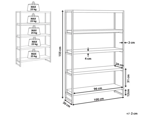 Étagère Noire Et Bois Foncé 4 Niveaux TIFTON -Meilleur Meubles Magasin etagere 16631271