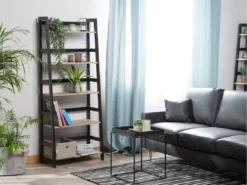 Étagère 5 étages Au Bois Clair Et Noir CROYDON -Meilleur Meubles Magasin etagere 17121181