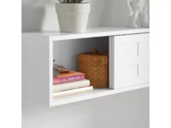 Porte-manteau Étagère Murale Avec 2 Portes Coulissantes Et 1 Compartiment, FHK18-W -Meilleur Meubles Magasin etagere 19126543