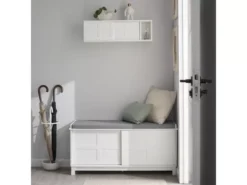 Porte-manteau Étagère Murale Avec 2 Portes Coulissantes Et 1 Compartiment, FHK18-W -Meilleur Meubles Magasin etagere 19126551