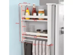 Étagère à Suspendre Pour Réfrigérateur Avec Ventouses Avec 2 étages Et 5 Crochets, FRG149-W -Meilleur Meubles Magasin etagere 19157225