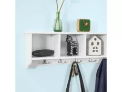 Étagère Murale Porte-manteau Salle De Bain Meuble D’entrée - Blanc ,frg48-l-w -Meilleur Meubles Magasin etagere 19160323