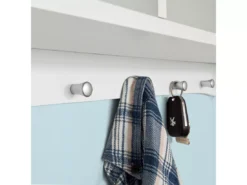 Étagère Murale Porte-manteau Meuble D’entrée Avec 3 Compartiments Et 4 Crochets Blanc, Frg48-w -Meilleur Meubles Magasin etagere 19179255