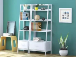 Bibliothèque Étagère Style échelle De 4 Niveaux Et 1 Tiroir –Blanc, FRG116-K-W -Meilleur Meubles Magasin etagere 19183347