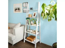 Bibliothèque, Étagère Style échelle, Étagère échelle, 5 étages –Blanc, FRG61-W -Meilleur Meubles Magasin etagere 19312743