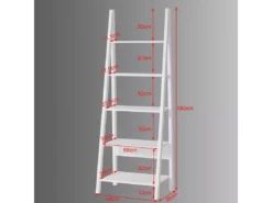 Bibliothèque, Étagère Style échelle, Étagère échelle, 5 étages –Blanc, FRG61-W -Meilleur Meubles Magasin etagere 19312745