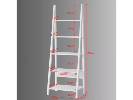 Bibliothèque, Étagère Style échelle, Étagère échelle, 5 étages –Blanc, FRG61-W -Meilleur Meubles Magasin etagere 19312745