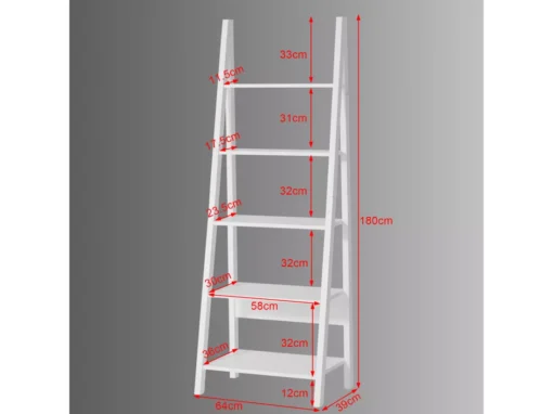 Bibliothèque, Étagère Style échelle, Étagère échelle, 5 étages –Blanc, FRG61-W -Meilleur Meubles Magasin etagere 19312751