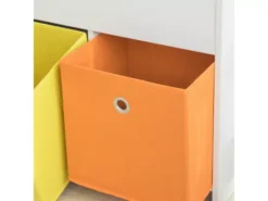 Bibliothèque Pour Livres Et Jouets Enfants Avec 3 Compartiments Et 2 Paniers Amovibles, KMB27-W -Meilleur Meubles Magasin etagere 19400511