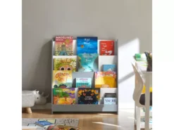 Étagère à Livres Pour Enfants Avec 4 Compartiments De Rangement Pour Les Livres Gris, KMB32-HG -Meilleur Meubles Magasin etagere 19401017