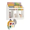 Bibliothèque Murale Étagère De Rangement Pour Enfants Avec 3 Compartiments Et 3 Crochets, KMB46-W -Meilleur Meubles Magasin etagere 19401273