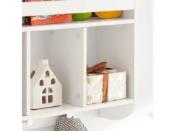 Bibliothèque Murale Étagère De Rangement Pour Enfants Avec 3 Compartiments Et 3 Crochets, KMB46-W -Meilleur Meubles Magasin etagere 19401279