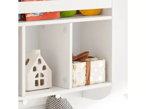 Bibliothèque Murale Étagère De Rangement Pour Enfants Avec 3 Compartiments Et 3 Crochets, KMB46-W -Meilleur Meubles Magasin etagere 19401279