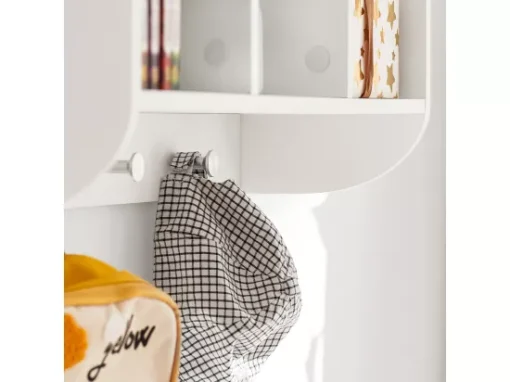 Bibliothèque Murale Étagère De Rangement Pour Enfants Avec 3 Compartiments Et 3 Crochets, KMB46-W -Meilleur Meubles Magasin etagere 19401283