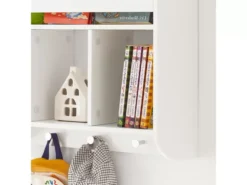 Bibliothèque Murale Étagère De Rangement Pour Enfants Avec 3 Compartiments Et 3 Crochets, KMB46-W -Meilleur Meubles Magasin etagere 19401285
