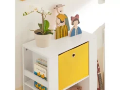 Bibliothèque Enfants Armoire De Rangement Pour Jouets Avec 2 Paniers Et 2 Étagères , KMB48-W -Meilleur Meubles Magasin etagere 19401419