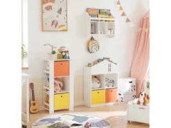 Bibliothèque Enfants Armoire De Rangement Pour Jouets Avec 2 Paniers Et 2 Étagères , KMB48-W -Meilleur Meubles Magasin etagere 19401431