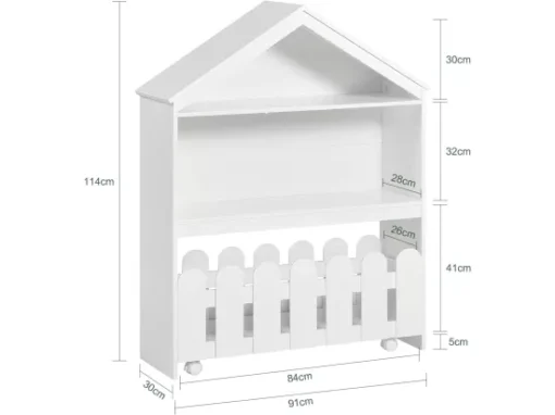 Étagère Enfant Organisateur Jouets Et Livres En Forme Maison Avec 1 Tiroirs à Roulettes, KMB52-W -Meilleur Meubles Magasin etagere 19401713