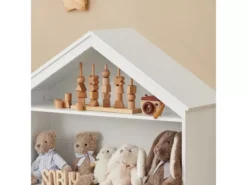Étagère Enfant Organisateur Jouets Et Livres En Forme Maison Avec 1 Tiroirs à Roulettes, KMB52-W -Meilleur Meubles Magasin etagere 19401717