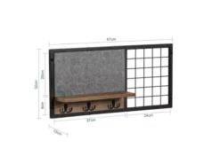SoBuy FHK20-N Étagère Murale, Porte Manteau, Panneau Mural En Grille, Avec Tableau Mémo En Feutre, 1 Tablette Et 3 Crochets Doubles, Style Industriel -Meilleur Meubles Magasin etagere 19403993