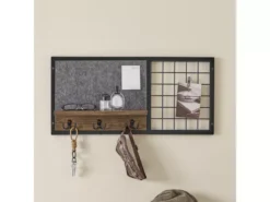 SoBuy FHK20-N Étagère Murale, Porte Manteau, Panneau Mural En Grille, Avec Tableau Mémo En Feutre, 1 Tablette Et 3 Crochets Doubles, Style Industriel -Meilleur Meubles Magasin etagere 19403995