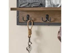 SoBuy FHK20-N Étagère Murale, Porte Manteau, Panneau Mural En Grille, Avec Tableau Mémo En Feutre, 1 Tablette Et 3 Crochets Doubles, Style Industriel -Meilleur Meubles Magasin etagere 19403999