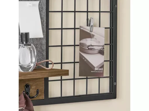 SoBuy FHK20-N Étagère Murale, Porte Manteau, Panneau Mural En Grille, Avec Tableau Mémo En Feutre, 1 Tablette Et 3 Crochets Doubles, Style Industriel -Meilleur Meubles Magasin etagere 19404003
