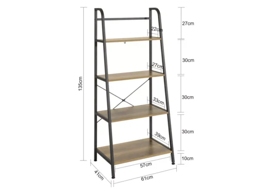 SoBuy STR09-PF Bibliothèque Étagère échelle à 4 Niveaux Étagère De Rangement Cadre En Métal Stable, Style Industriel -Meilleur Meubles Magasin etagere 19559331