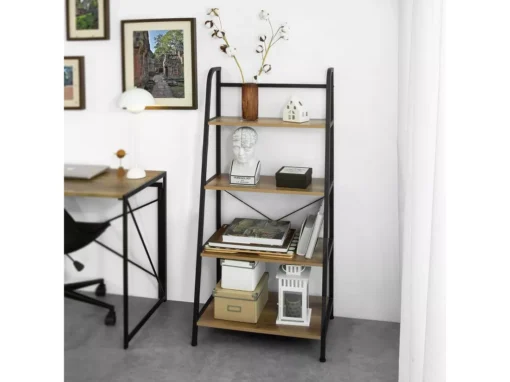 SoBuy STR09-PF Bibliothèque Étagère échelle à 4 Niveaux Étagère De Rangement Cadre En Métal Stable, Style Industriel -Meilleur Meubles Magasin etagere 19559333