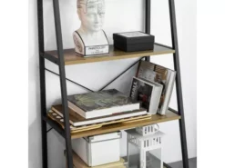 SoBuy STR09-PF Bibliothèque Étagère échelle à 4 Niveaux Étagère De Rangement Cadre En Métal Stable, Style Industriel -Meilleur Meubles Magasin etagere 19559339