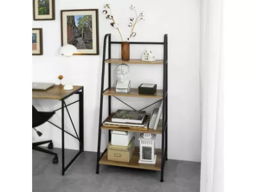 SoBuy STR09-PF Bibliothèque Étagère échelle à 4 Niveaux Étagère De Rangement Cadre En Métal Stable, Style Industriel -Meilleur Meubles Magasin etagere 19559343