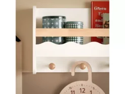 SoBuy KMB78-W Étagère Murale, Étagère De Rangement Suspendue, Porte-manteau Pour Enfants, Étagère à Livres, Bibliothèque Avec 1 Étagère Et 5 Crochets -Meilleur Meubles Magasin etagere 19816211