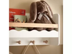 SoBuy KMB78-W Étagère Murale, Étagère De Rangement Suspendue, Porte-manteau Pour Enfants, Étagère à Livres, Bibliothèque Avec 1 Étagère Et 5 Crochets -Meilleur Meubles Magasin etagere 19816213