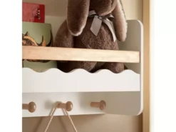 SoBuy KMB78-W Étagère Murale, Étagère De Rangement Suspendue, Porte-manteau Pour Enfants, Étagère à Livres, Bibliothèque Avec 1 Étagère Et 5 Crochets -Meilleur Meubles Magasin etagere 19816215