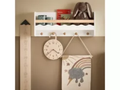 SoBuy KMB78-W Étagère Murale, Étagère De Rangement Suspendue, Porte-manteau Pour Enfants, Étagère à Livres, Bibliothèque Avec 1 Étagère Et 5 Crochets -Meilleur Meubles Magasin etagere 19816219