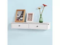 Meuble D’entrée De Rangement Étagère Murale 2 Tiroirs Armoire À Clés 63,5x13,5x10 Cm, Frg43-w -Meilleur Meubles Magasin etagere 20915367