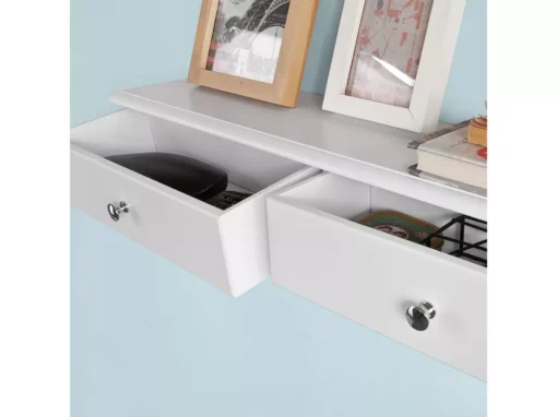 Meuble D’entrée De Rangement Étagère Murale 2 Tiroirs Armoire À Clés 63,5x13,5x10 Cm, Frg43-w -Meilleur Meubles Magasin etagere 20915371