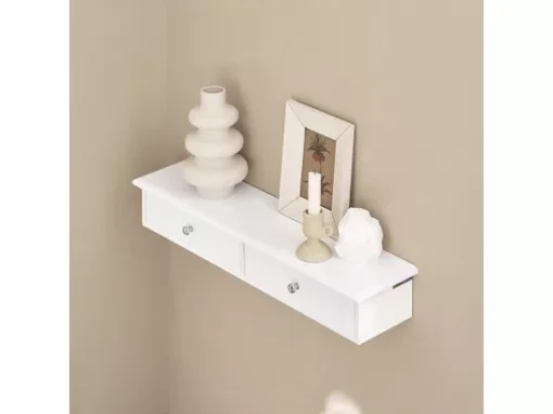 Meuble D’entrée De Rangement Étagère Murale 2 Tiroirs Armoire À Clés 63,5x13,5x10 Cm, Frg43-w -Meilleur Meubles Magasin etagere 20915381
