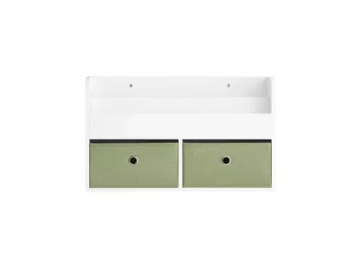 SoBuy KMB81-W Étagères De Rangement Suspendue, Bibliothèque Murale Pour Enfant à 2 Niveaux Avec 2 Boîtes De Rangement, Blanc Et Vert -Meilleur Meubles Magasin etagere 21014175