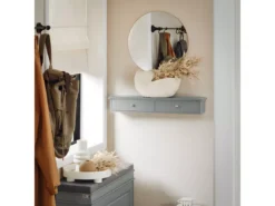 SoBuy Meuble D’entrée De Rangement, Étagère Murale 2 Tiroirs, Armoire à Clés, Porte-clés L64xP15xH10cm -Gris, FRG43-HG -Meilleur Meubles Magasin etagere 22884101