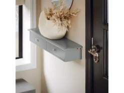 SoBuy Meuble D’entrée De Rangement, Étagère Murale 2 Tiroirs, Armoire à Clés, Porte-clés L64xP15xH10cm -Gris, FRG43-HG -Meilleur Meubles Magasin etagere 22884103