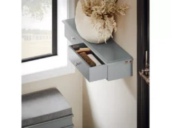 SoBuy Meuble D’entrée De Rangement, Étagère Murale 2 Tiroirs, Armoire à Clés, Porte-clés L64xP15xH10cm -Gris, FRG43-HG -Meilleur Meubles Magasin etagere 22884109